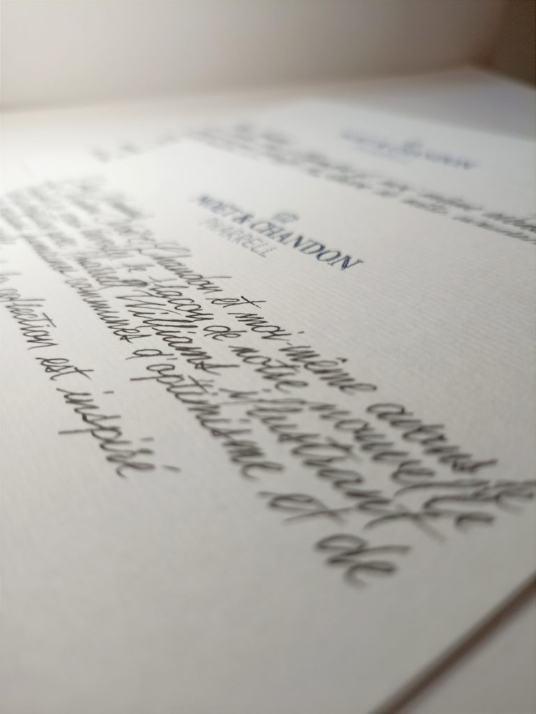 Cartes de remerciements.
Moët et Chandon